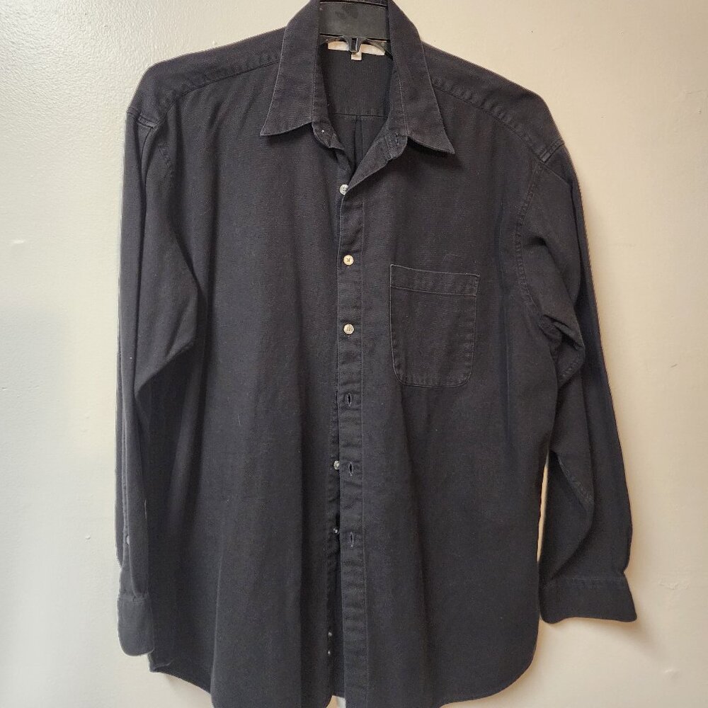 Perry Ellis Men's black long sleeve dress shirt XL Cotton Business